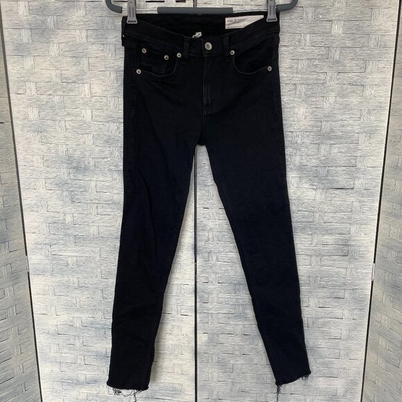 rag & bone Black Jeans Ankle Skinny Raw Hem size 26 - Picture 1 of 6